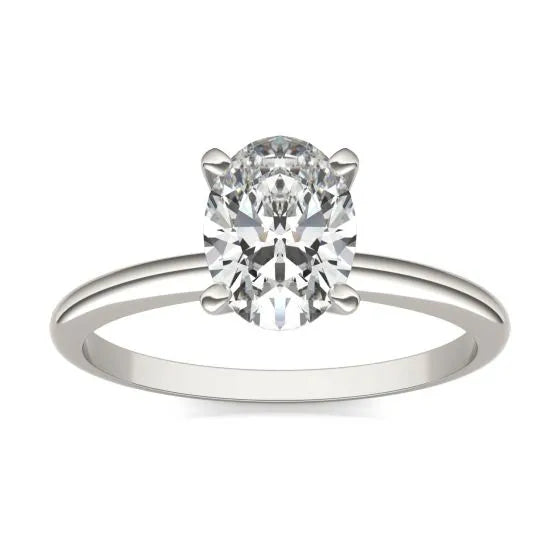 1 1/2 Carat Oval Diamond Solitaire Engagement Ring 14K White Gold