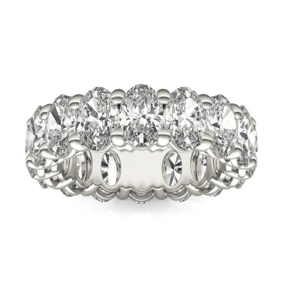 5 5/8 Carat Oval Diamond Couture Classic Eternity Ring 14K White Gold
