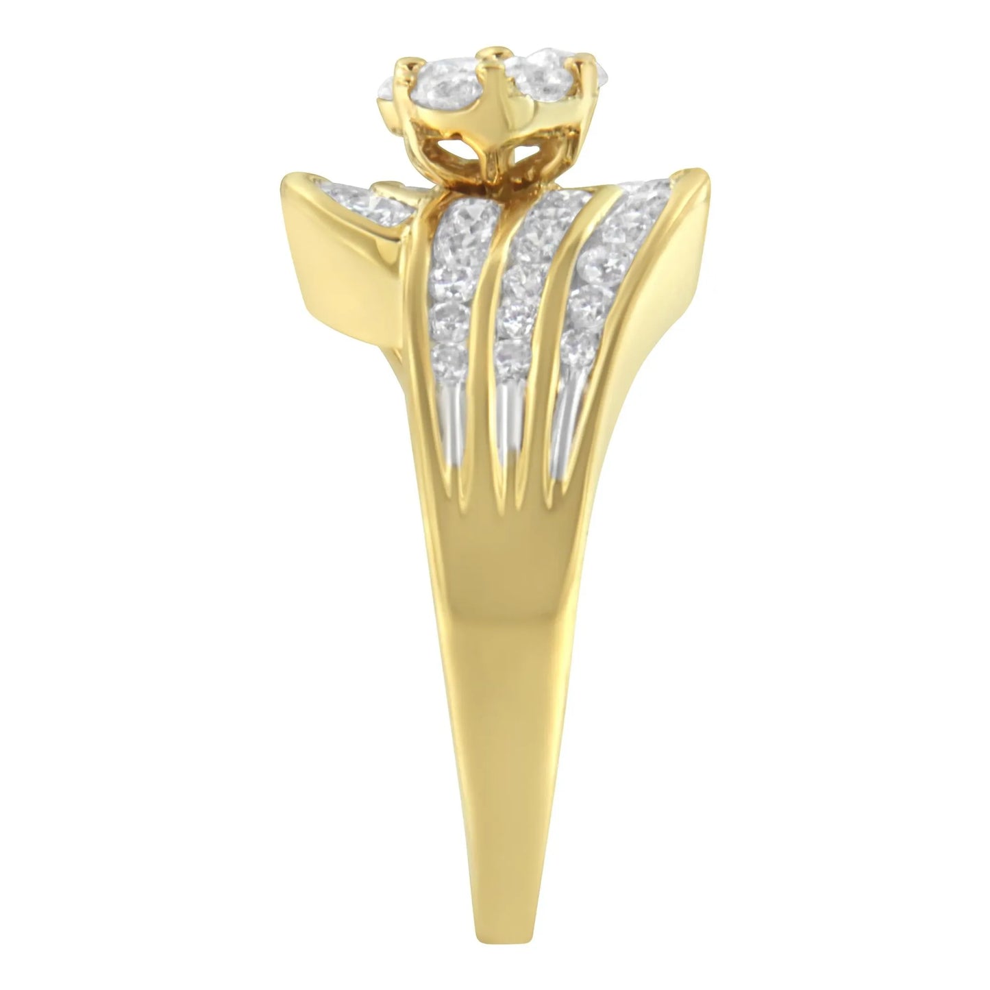 1 1/2 Carat Diamond Cocktail Bypass Ring in 14K Yellow Gold