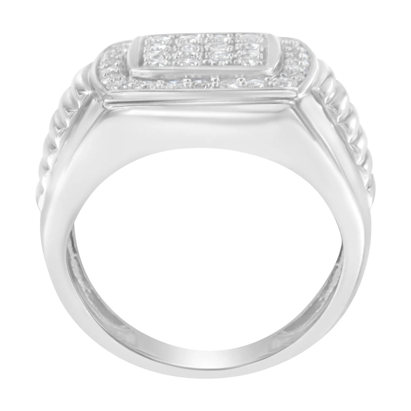 1 Carat Diamond Squared Band Ring in 14K White Gold