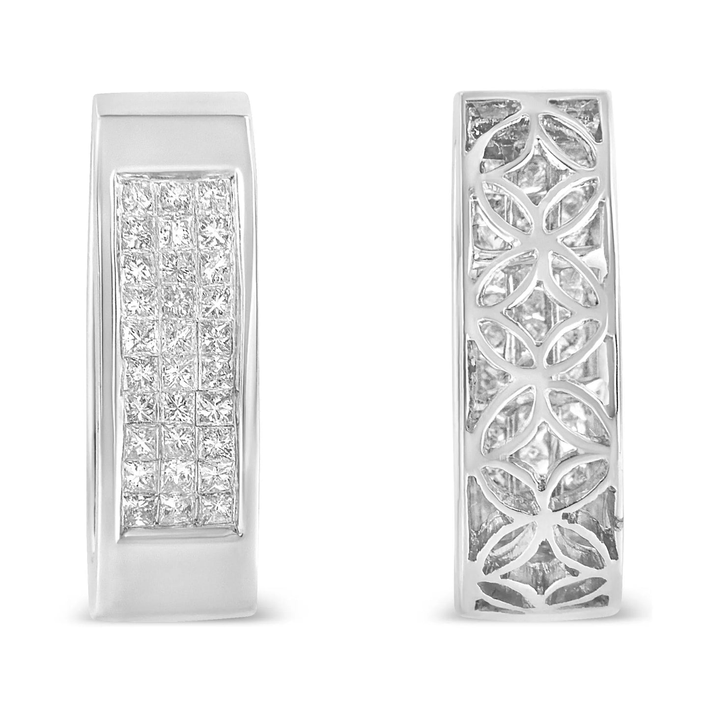 1/2 Carat Invisible Set Princess Cut Diamond Vertical Bar Block Necklace in 14K White or Yellow Gold