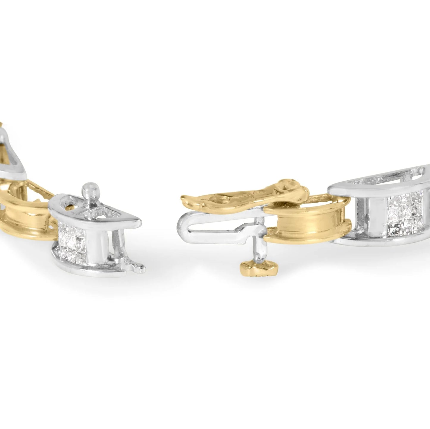 1 Carat Princess-Cut Diamond Chain Link Bracelet in 14K Two-Tone Gold