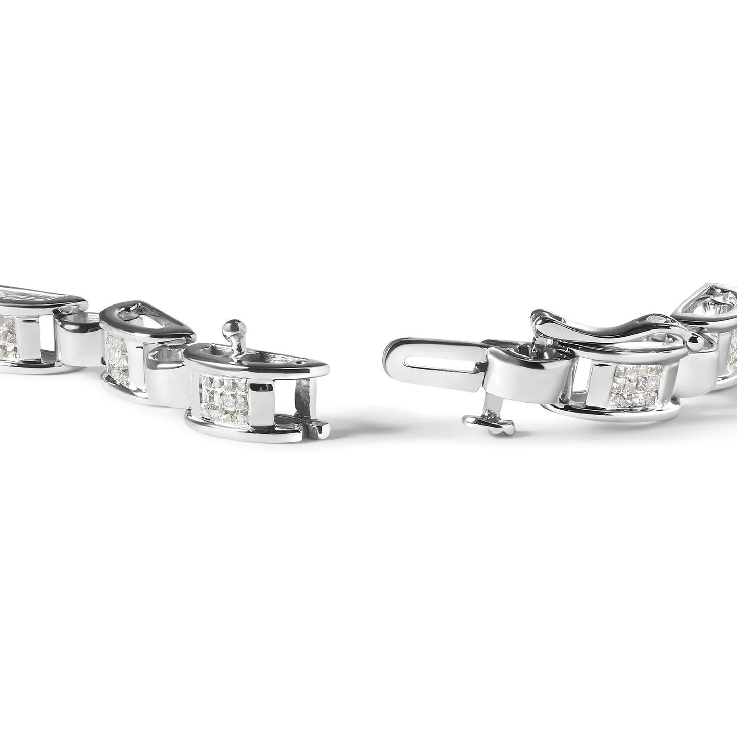 1 Carat Princess-Cut Diamond Link Bracelet in 14K White Gold