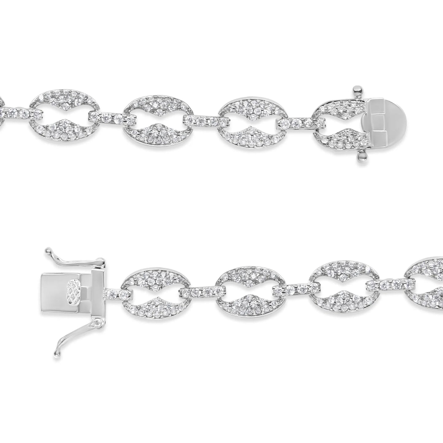 1 1/2 Carat Round Diamond Set Link Bracelet in 14K White Gold