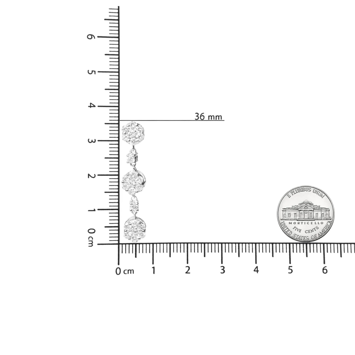 2 Carat Diamond Composite Cluster Floral Drop Earrings in 14K White Gold