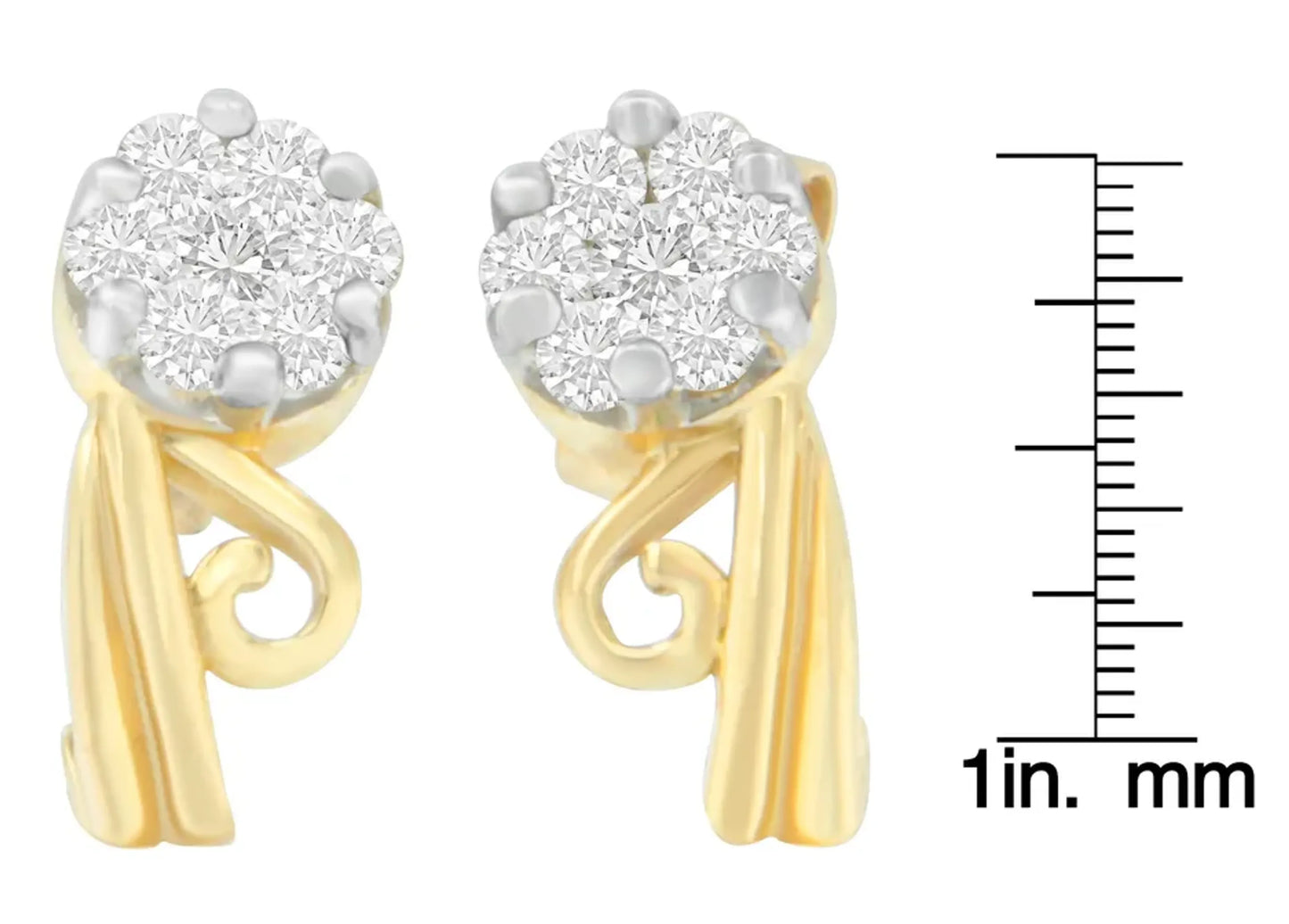 1/2 Carat Round Cut Diamond Earrings in 14K Yellow Gold