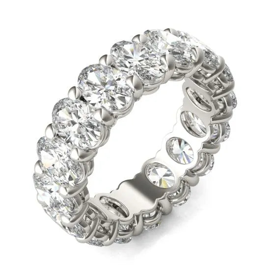 5 5/8 Carat Oval Diamond Couture Classic Eternity Ring 14K White Gold