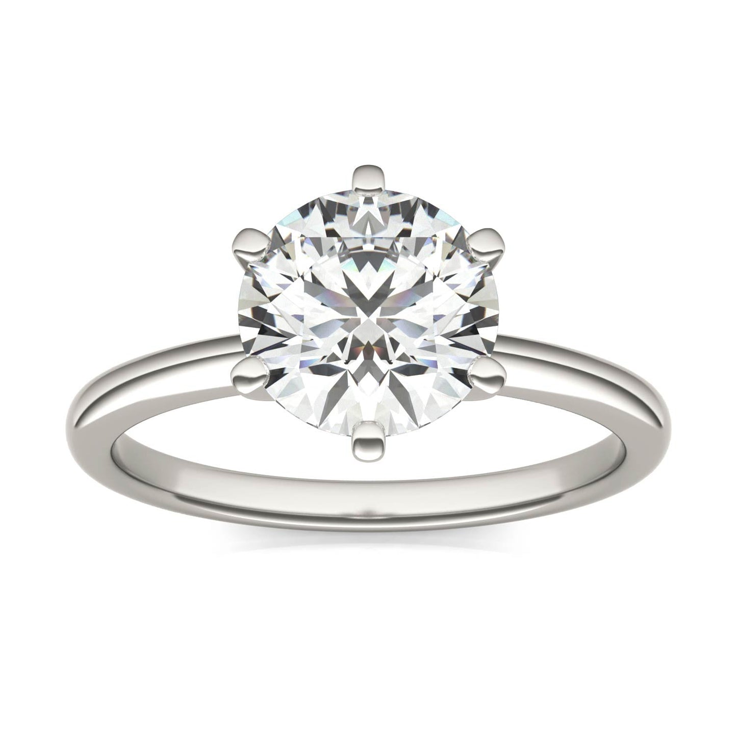 2 Carat Round Diamond Six Prong Solitaire Engagement Ring 14K White Gold