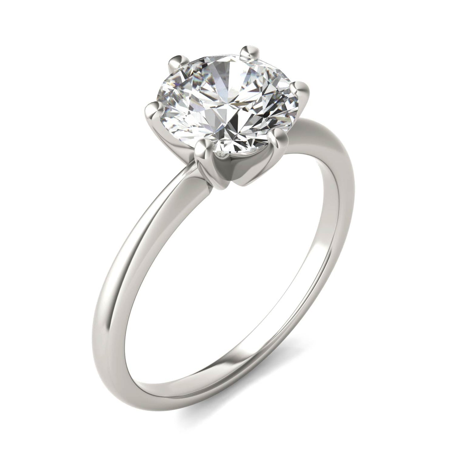 2 Carat Round Diamond Six Prong Solitaire Engagement Ring 14K White Gold