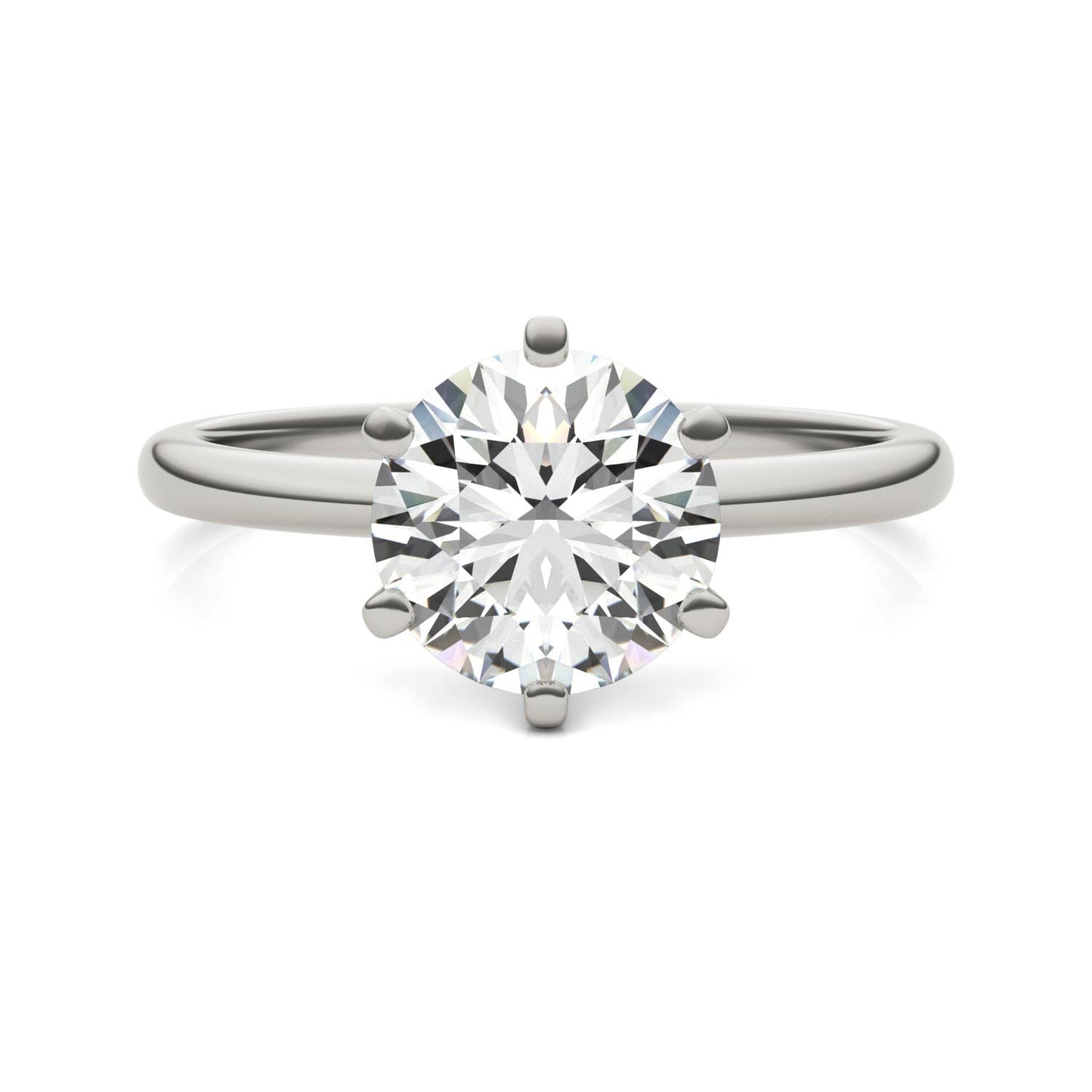 2 Carat Round Diamond Six Prong Solitaire Engagement Ring 14K White Gold