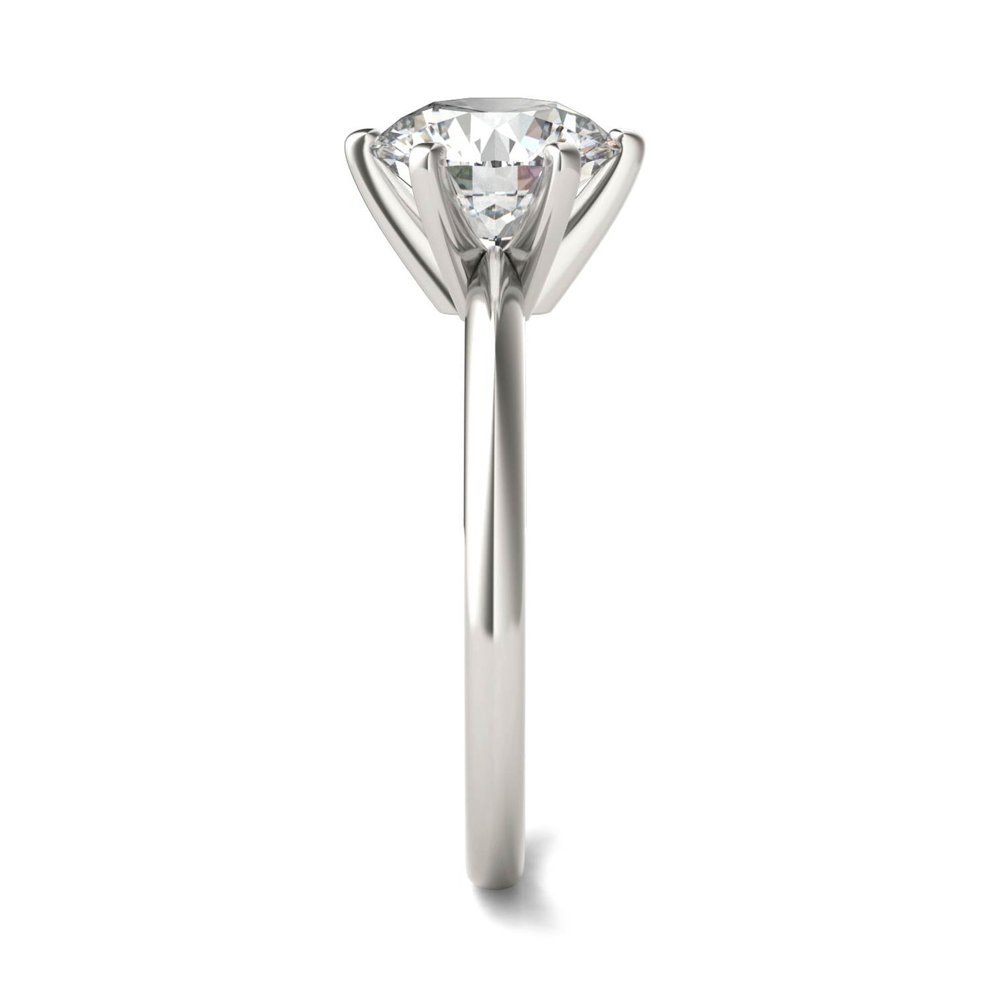 2 Carat Round Diamond Six Prong Solitaire Engagement Ring 14K White Gold