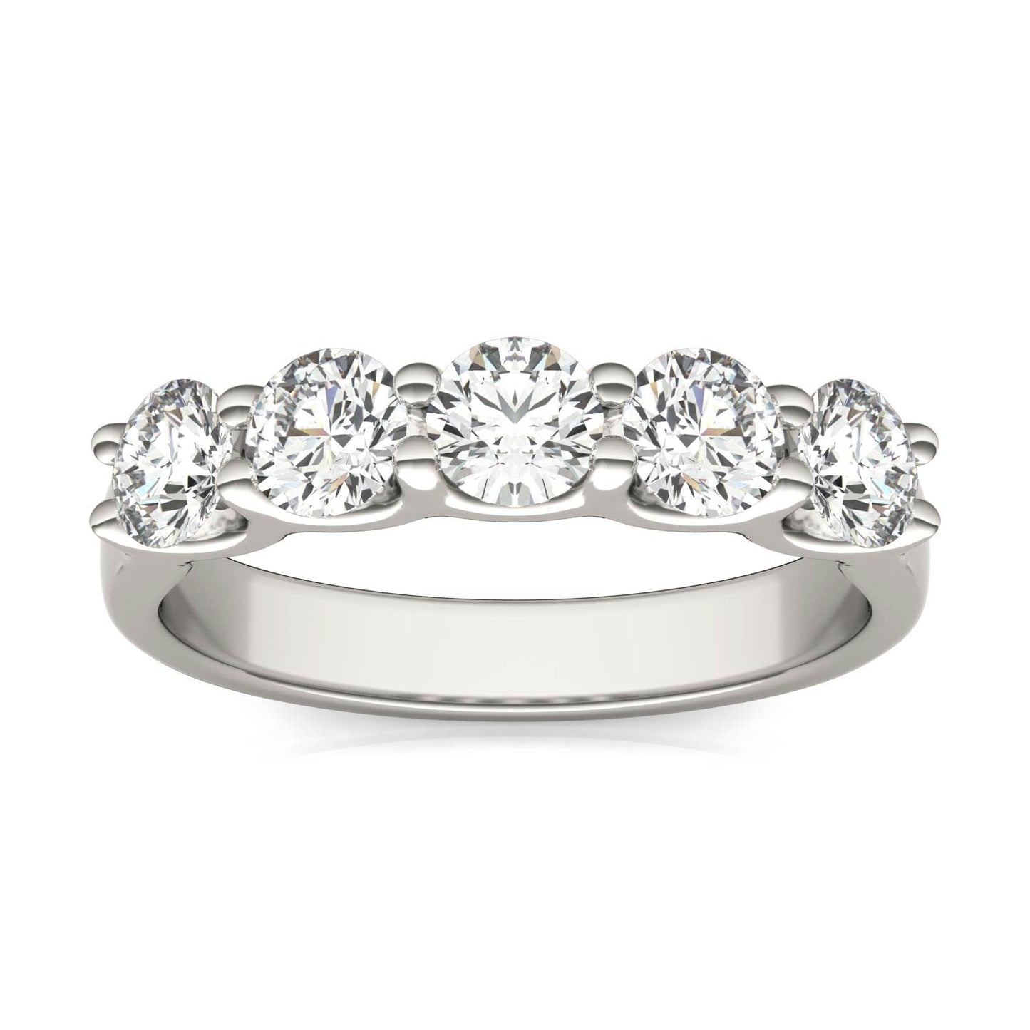 1 1/4 Carat Round Diamond Five Stone Anniversary Band in 14K White Gold