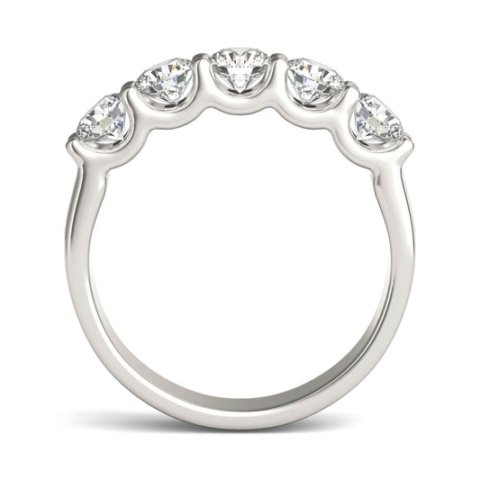 1 1/4 Carat Round Diamond Five Stone Anniversary Band in 14K White Gold