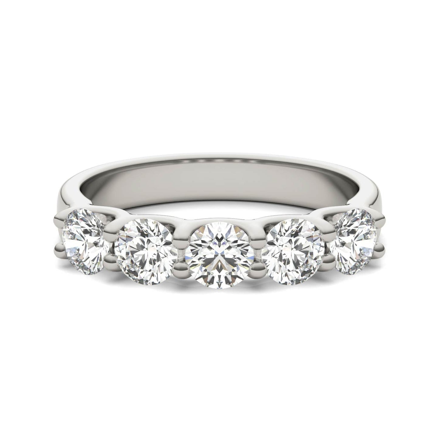 1 1/4 Carat Round Diamond Five Stone Anniversary Band in 14K White Gold