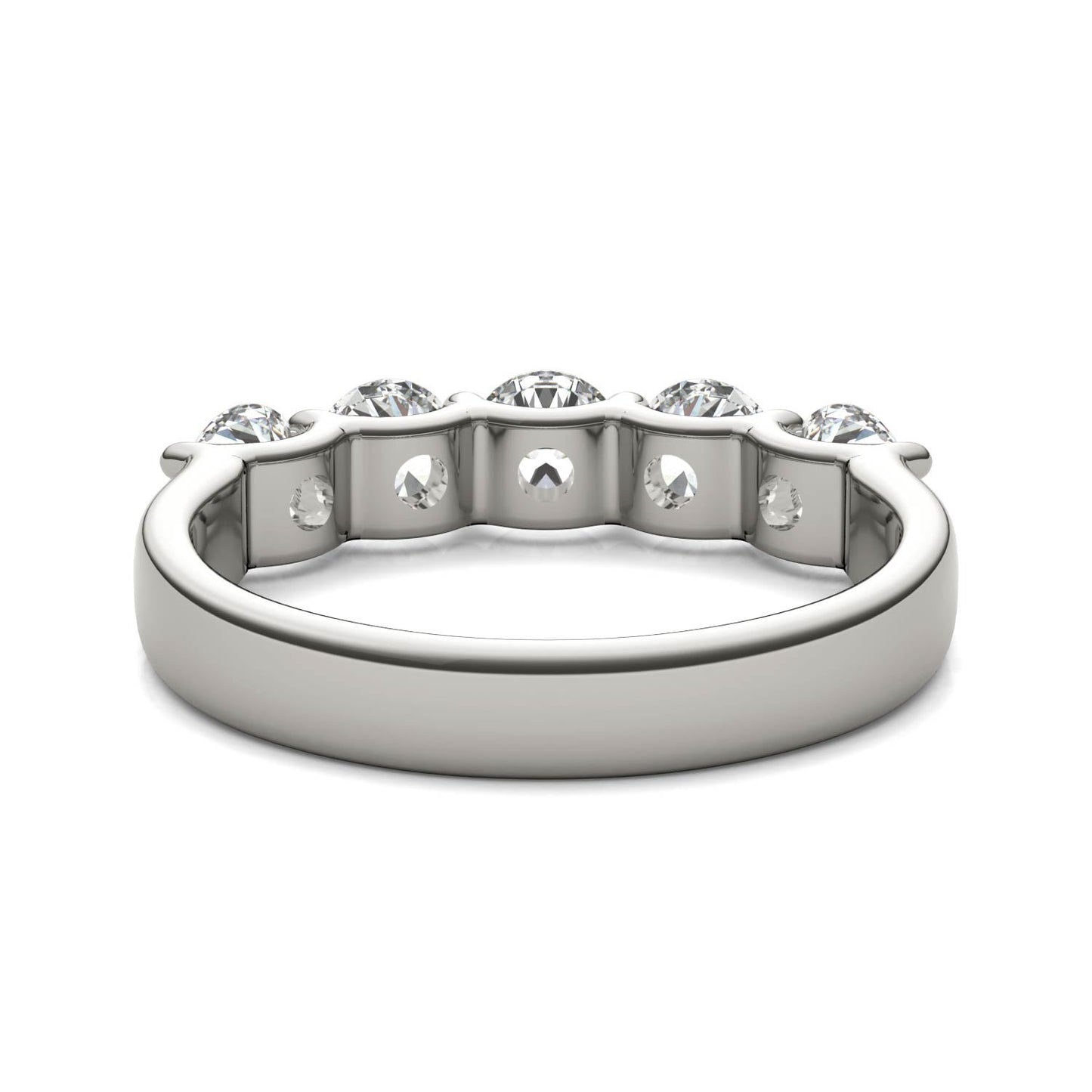 1 1/4 Carat Round Diamond Five Stone Anniversary Band in 14K White Gold