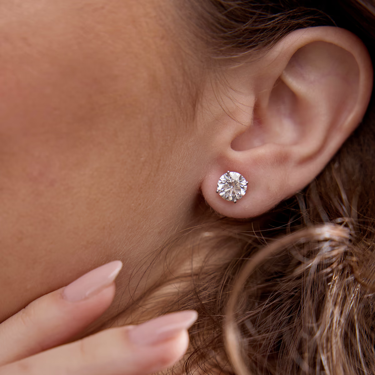 4 Carat Diamond Stud Earrings in 14K White or Yellow Gold
