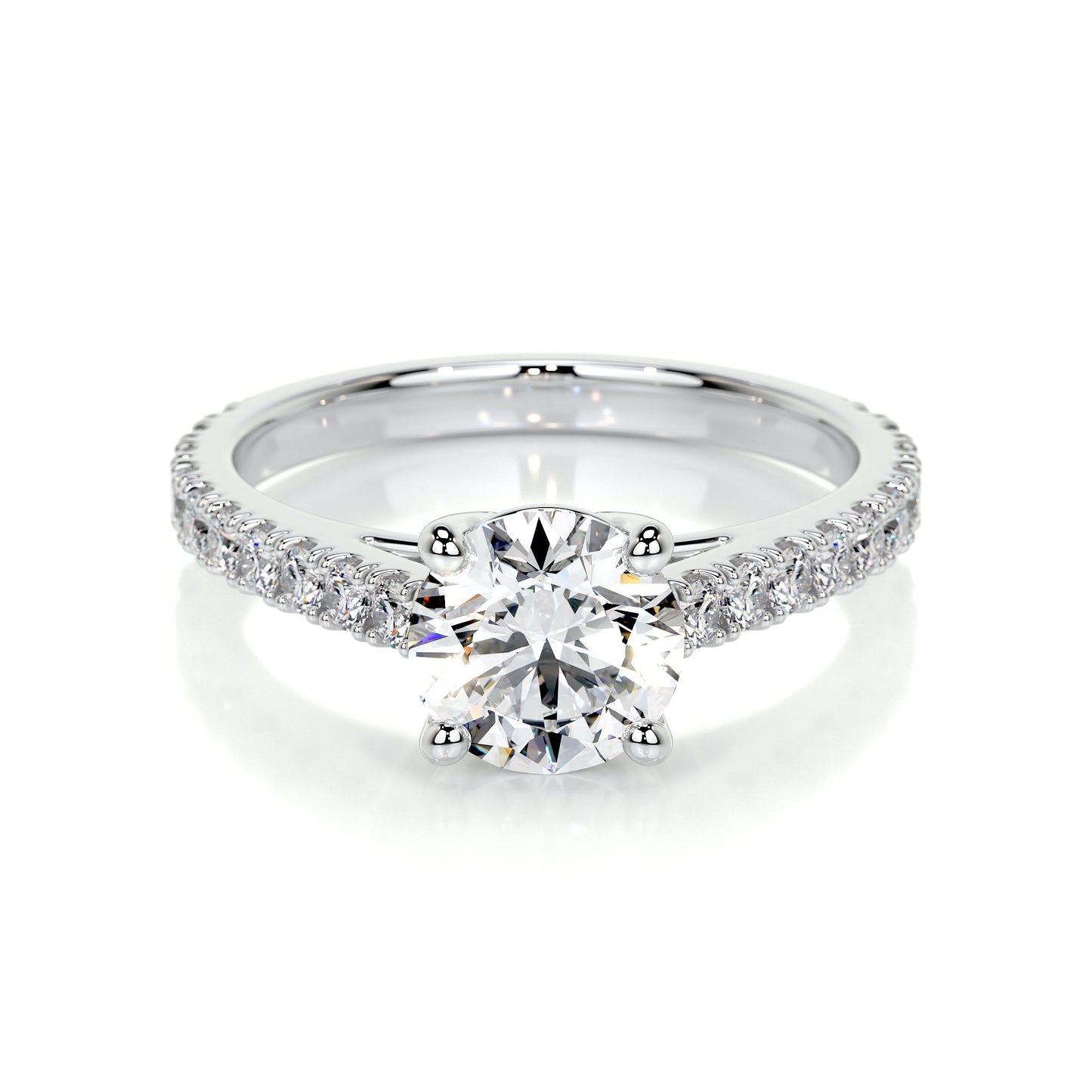Round Brilliant Diamond Channel Setting Engagement Ring in 14K White Gold