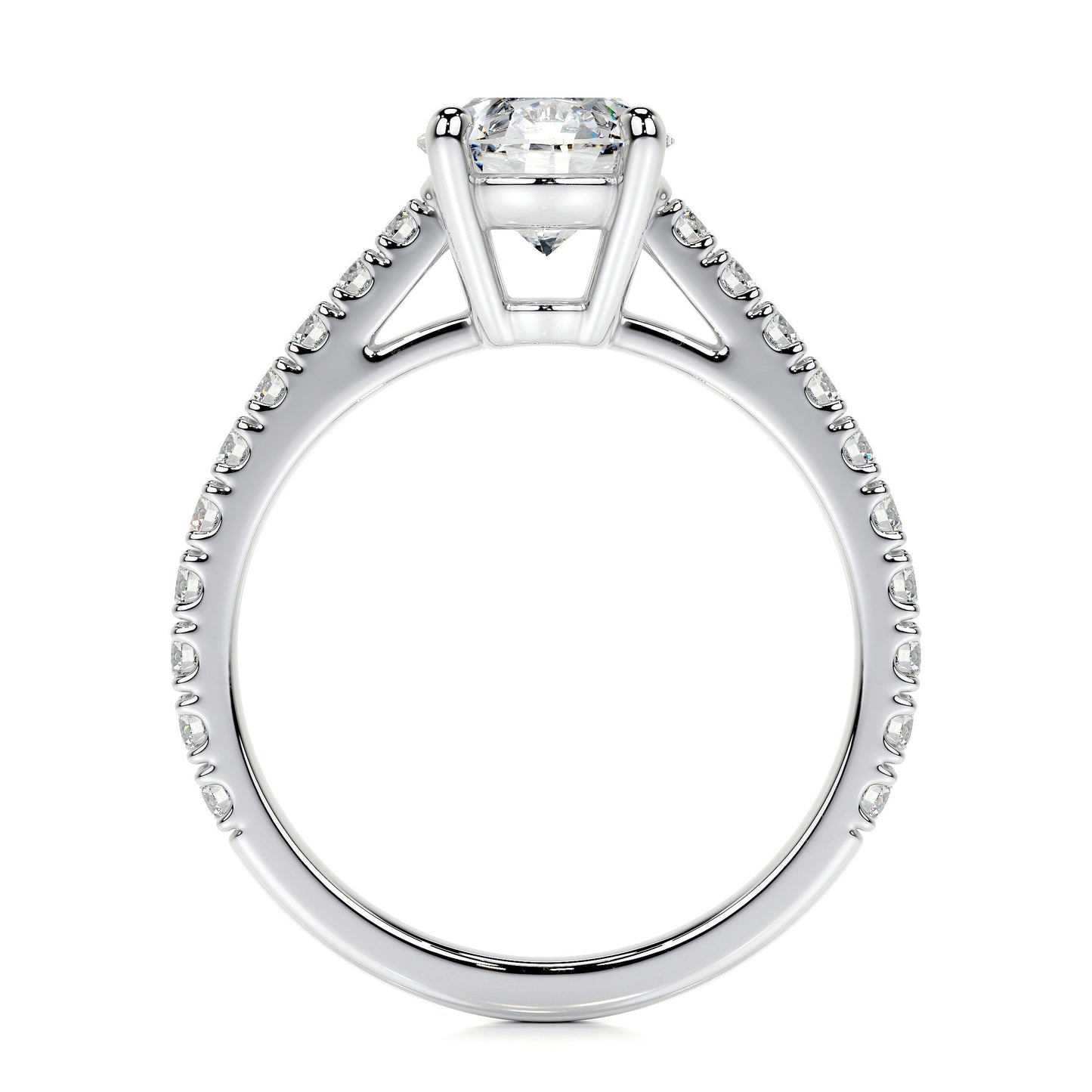 Round Brilliant Diamond Channel Setting Engagement Ring in 14K White Gold