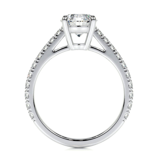 Round Brilliant Diamond Channel Setting Engagement Ring in 14K White Gold