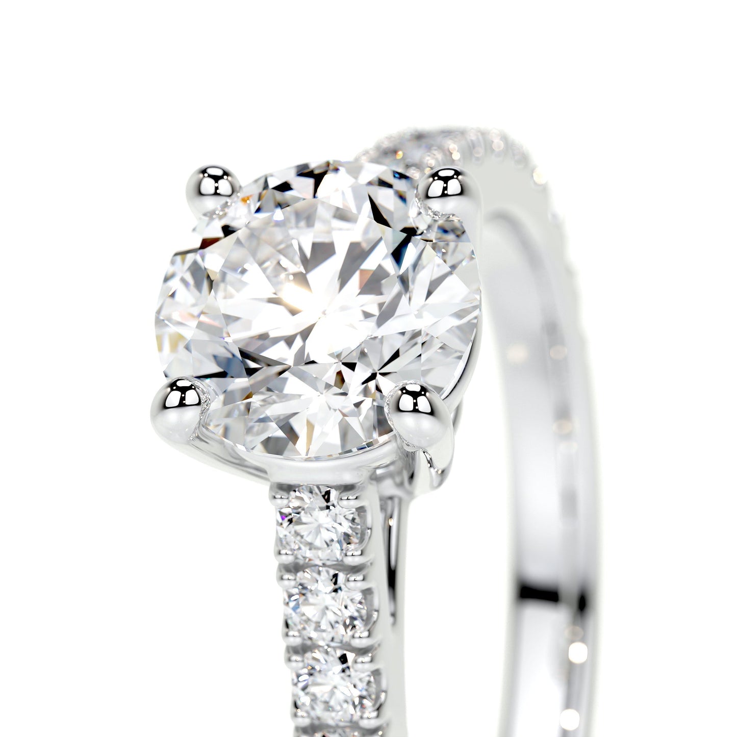 Round Brilliant Diamond Channel Setting Engagement Ring in 14K White Gold