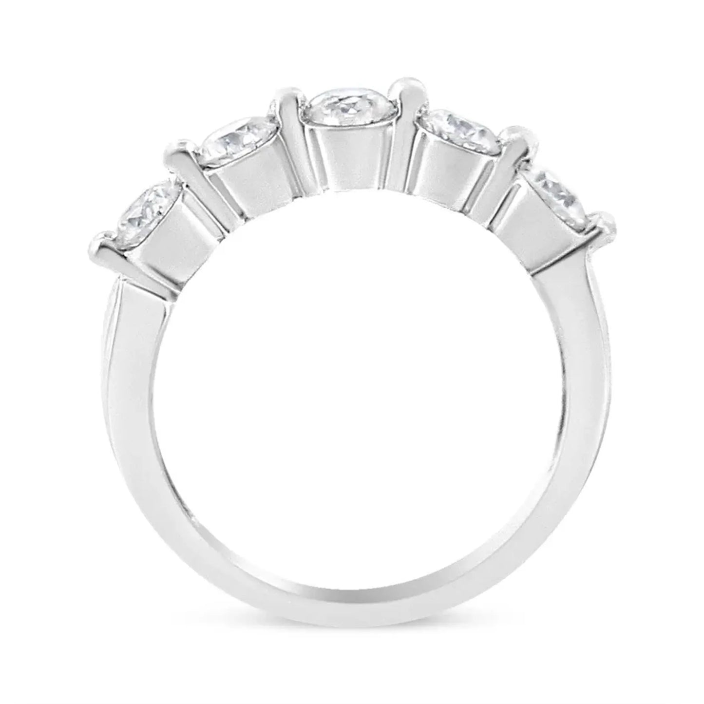 1 Carat Brilliant Round Cut Diamond 5-Stone Band Ring in 14K White Gold
