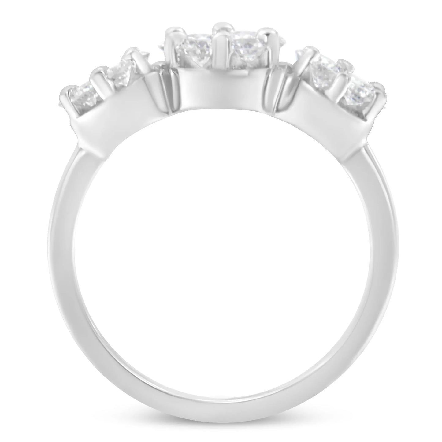 1 1/4 Carat Brilliant-Cut Diamond Three Round Floral Clusters Ring in 14K White Gold