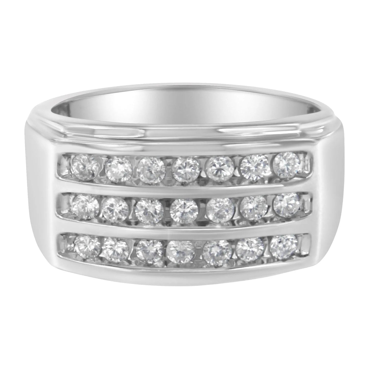1 Carat Diamond Channel Set Band Ring in 14K White Gold