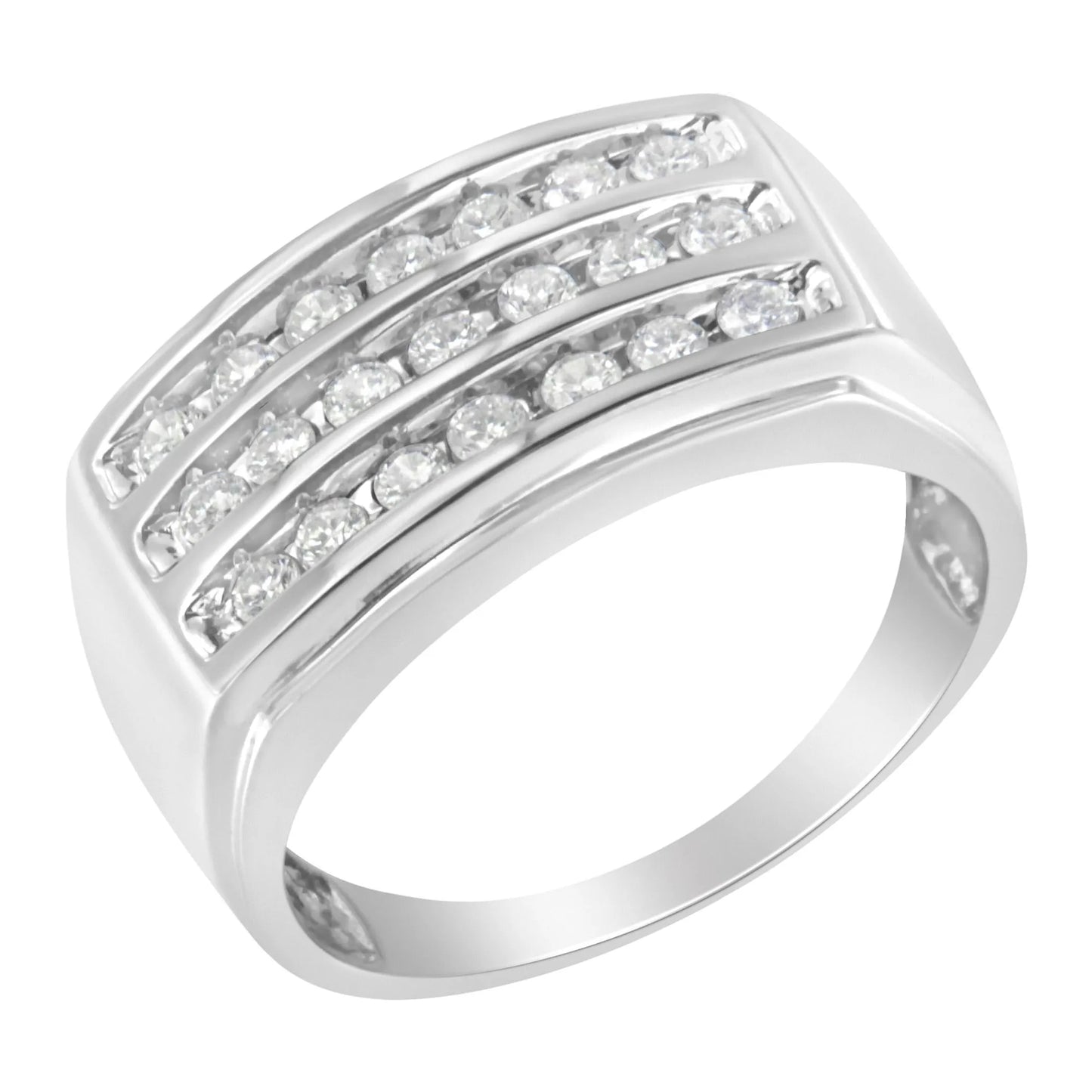 1 Carat Diamond Channel Set Band Ring in 14K White Gold