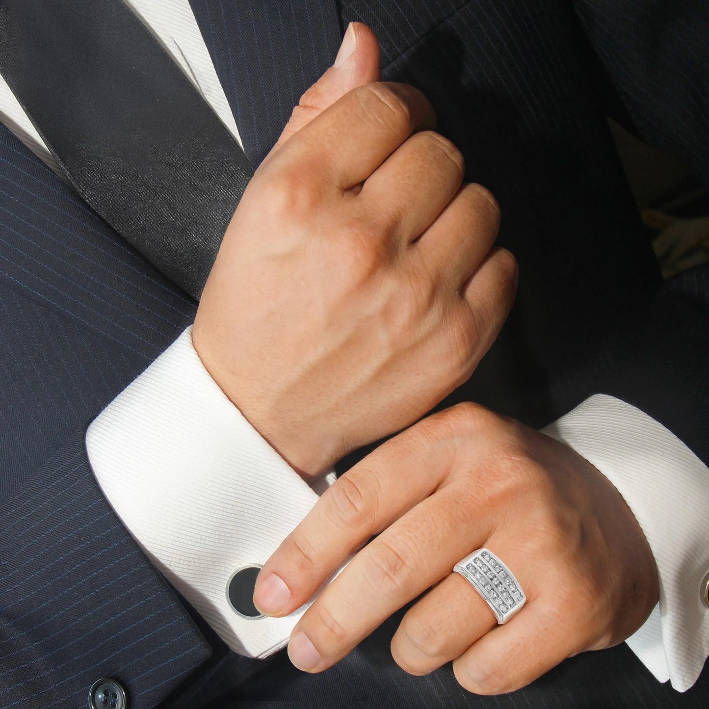 1 Carat Diamond Channel Set Band Ring in 14K White Gold