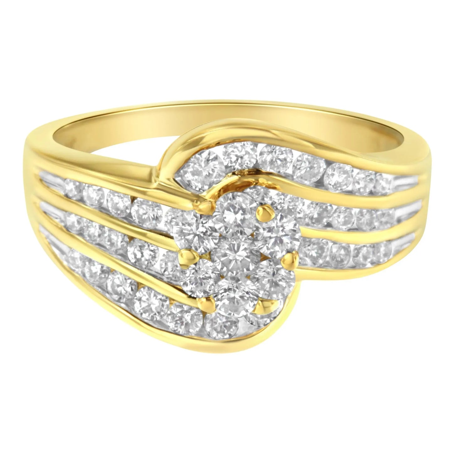 1 1/2 Carat Diamond Cocktail Bypass Ring in 14K Yellow Gold
