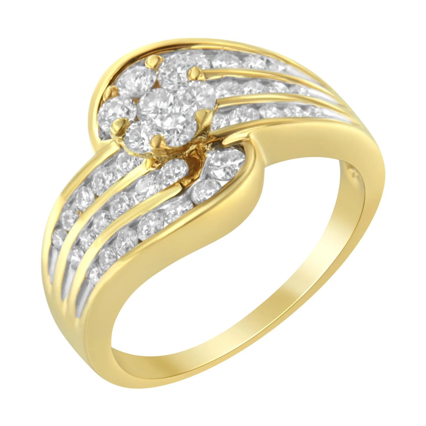 1 1/2 Carat Diamond Cocktail Bypass Ring in 14K Yellow Gold