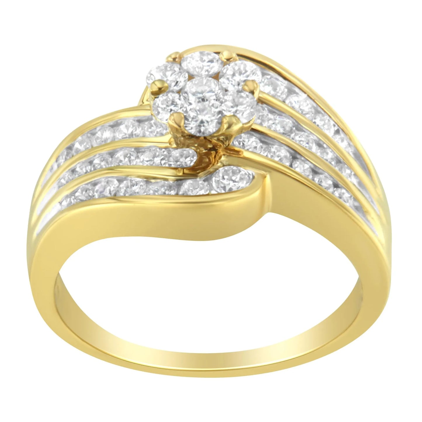1 1/2 Carat Diamond Cocktail Bypass Ring in 14K Yellow Gold
