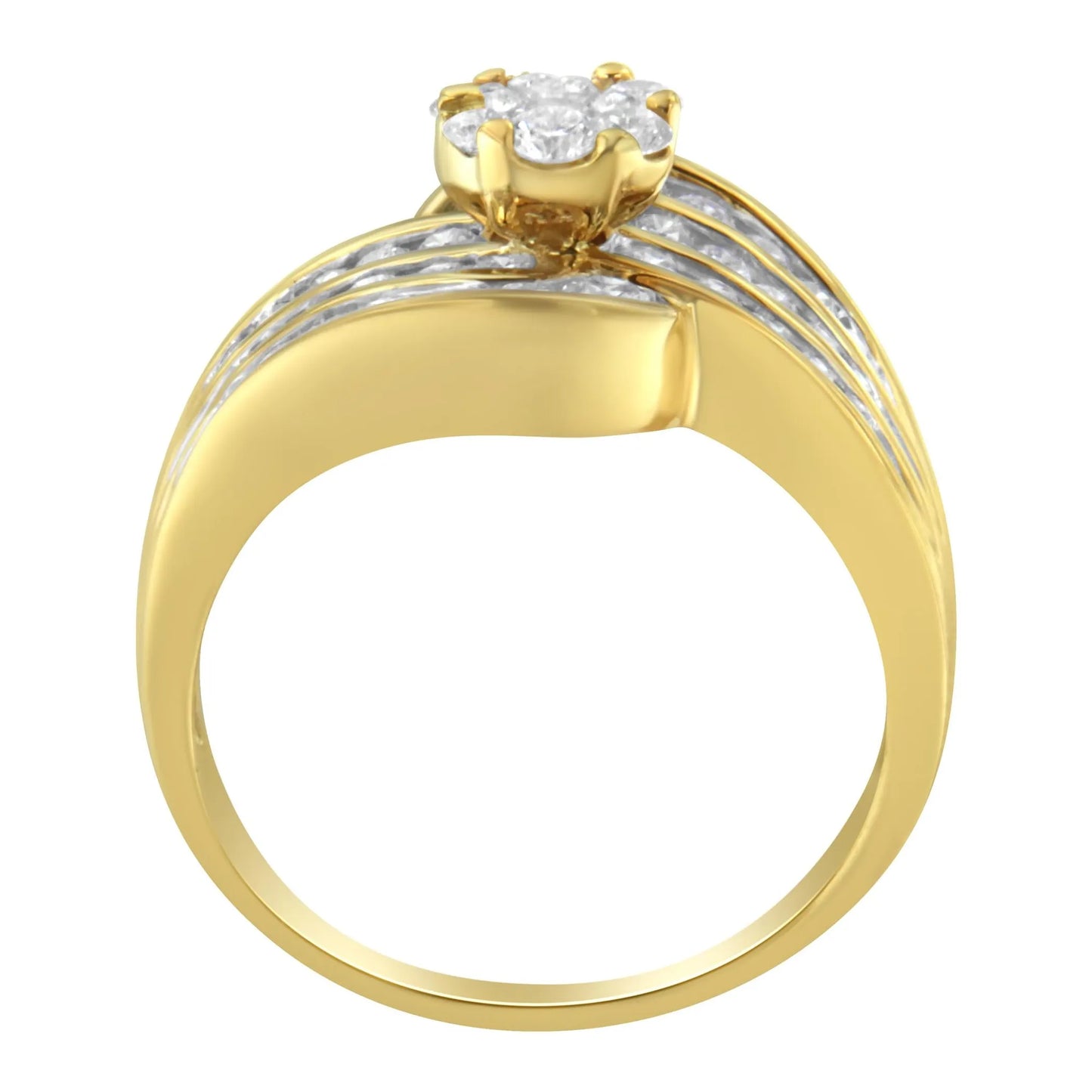 1 1/2 Carat Diamond Cocktail Bypass Ring in 14K Yellow Gold