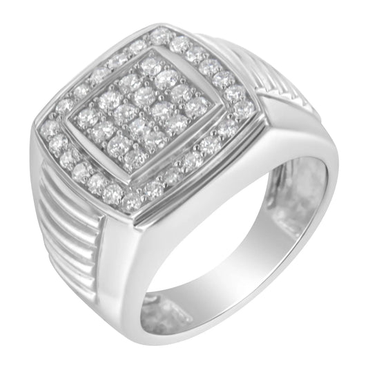 1 Carat Diamond Squared Band Ring in 14K White Gold