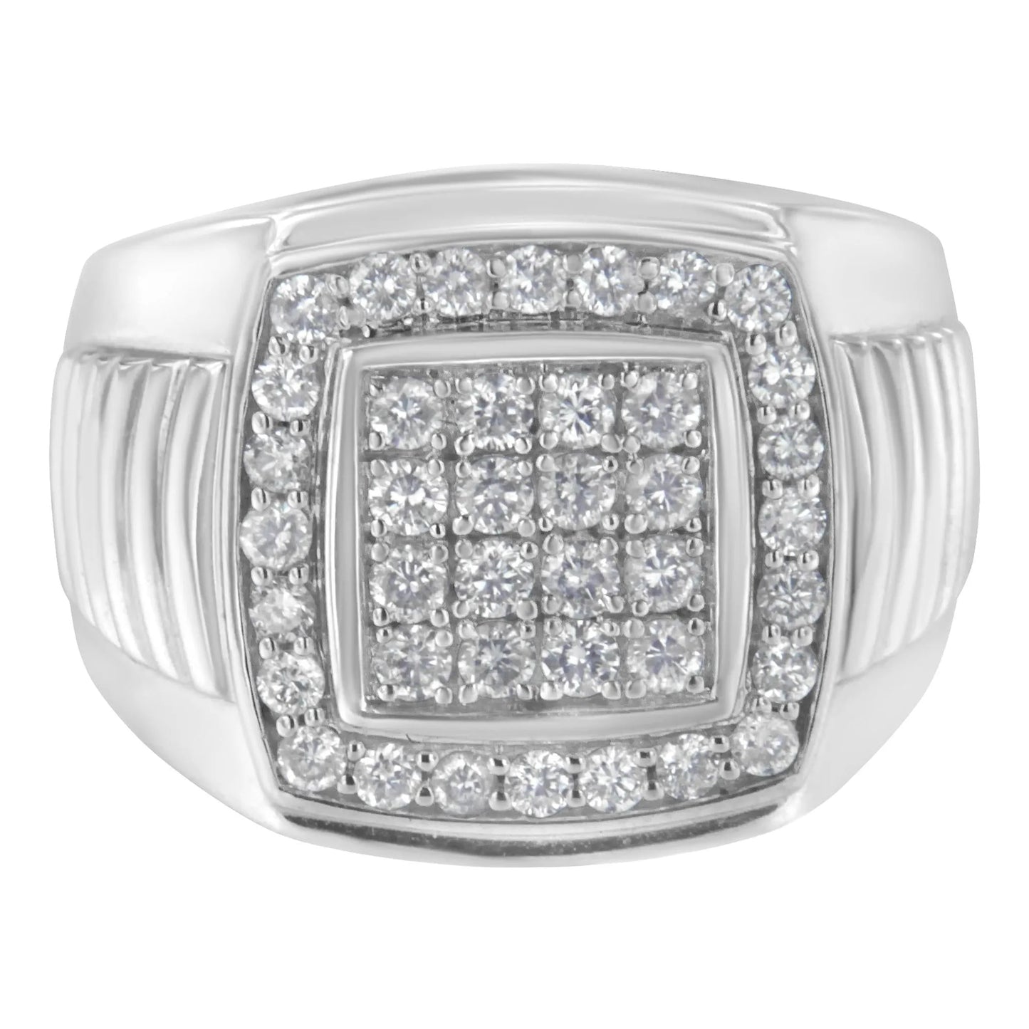 1 Carat Diamond Squared Band Ring in 14K White Gold
