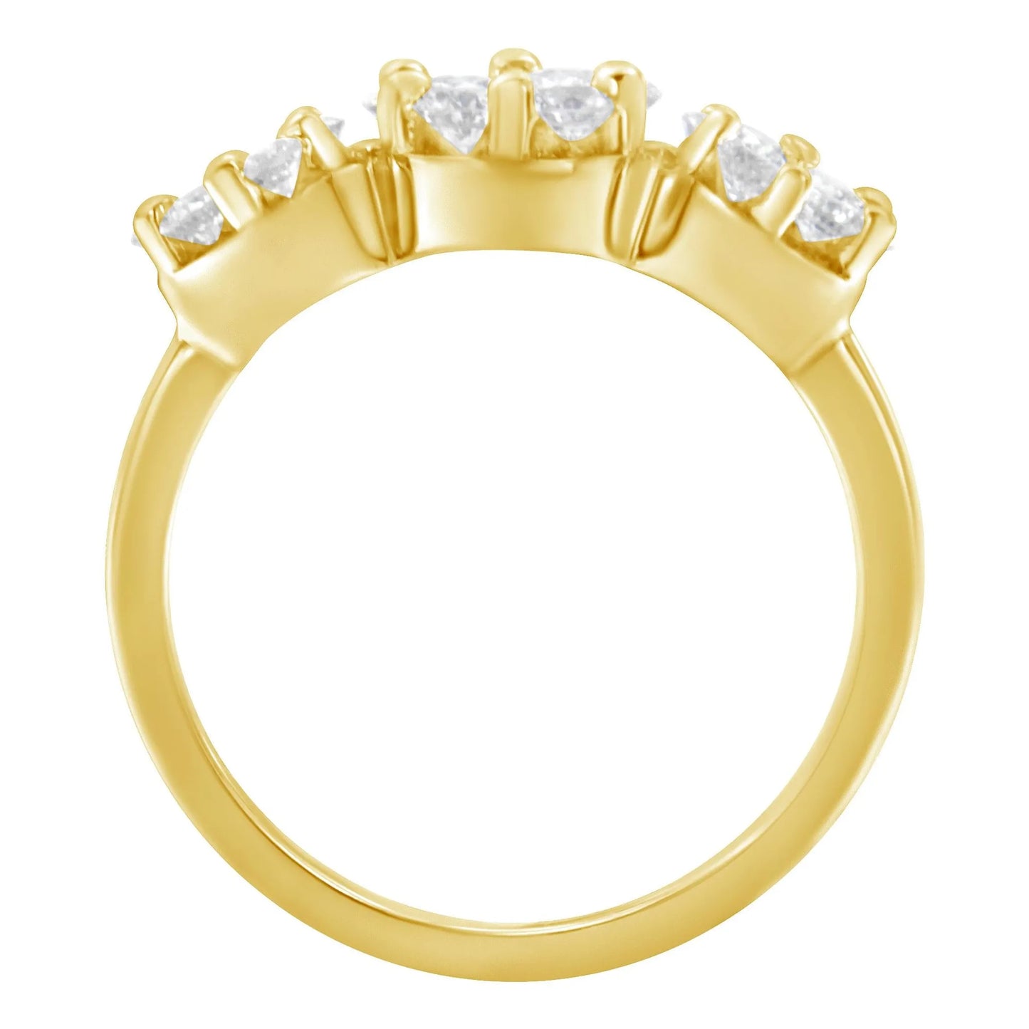 1 1/4 Carat Brilliant-Cut Diamond Three Round Floral Clusters Ring in 14K Yellow Gold