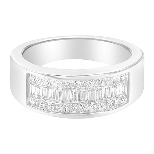 1 Carat Princess and Baguette-cut Diamond Ring in 14K White Gold