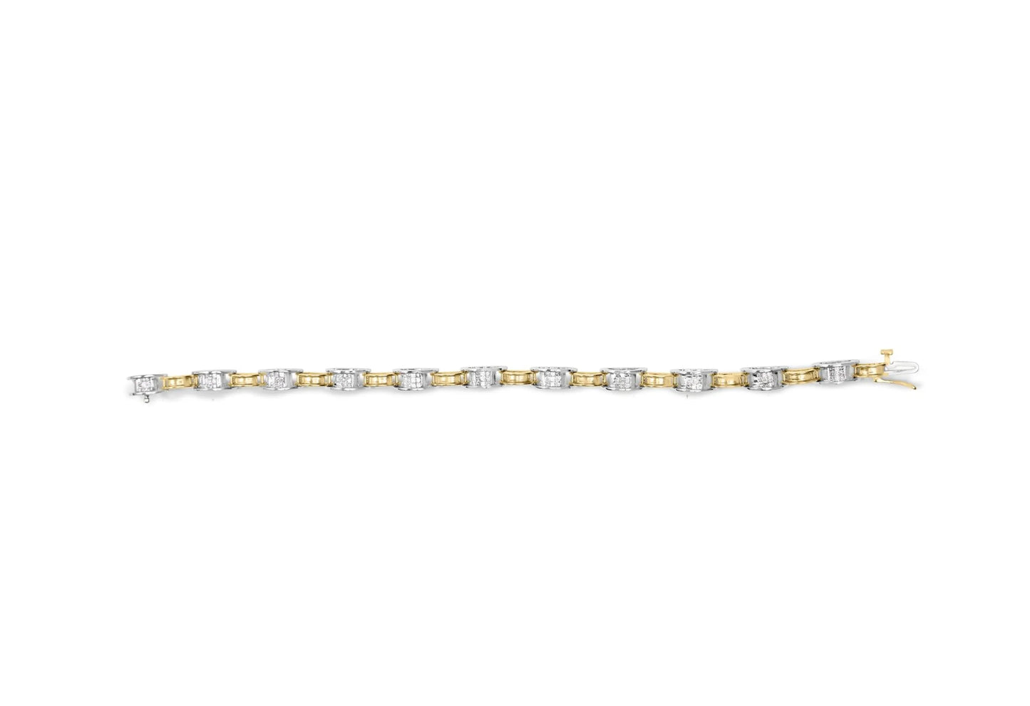 1 Carat Princess-Cut Diamond Chain Link Bracelet in 14K Two-Tone Gold
