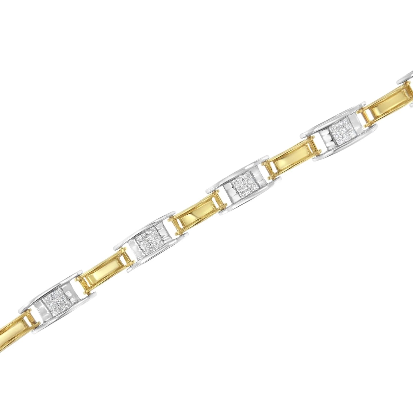 1 Carat Princess-Cut Diamond Chain Link Bracelet in 14K Two-Tone Gold