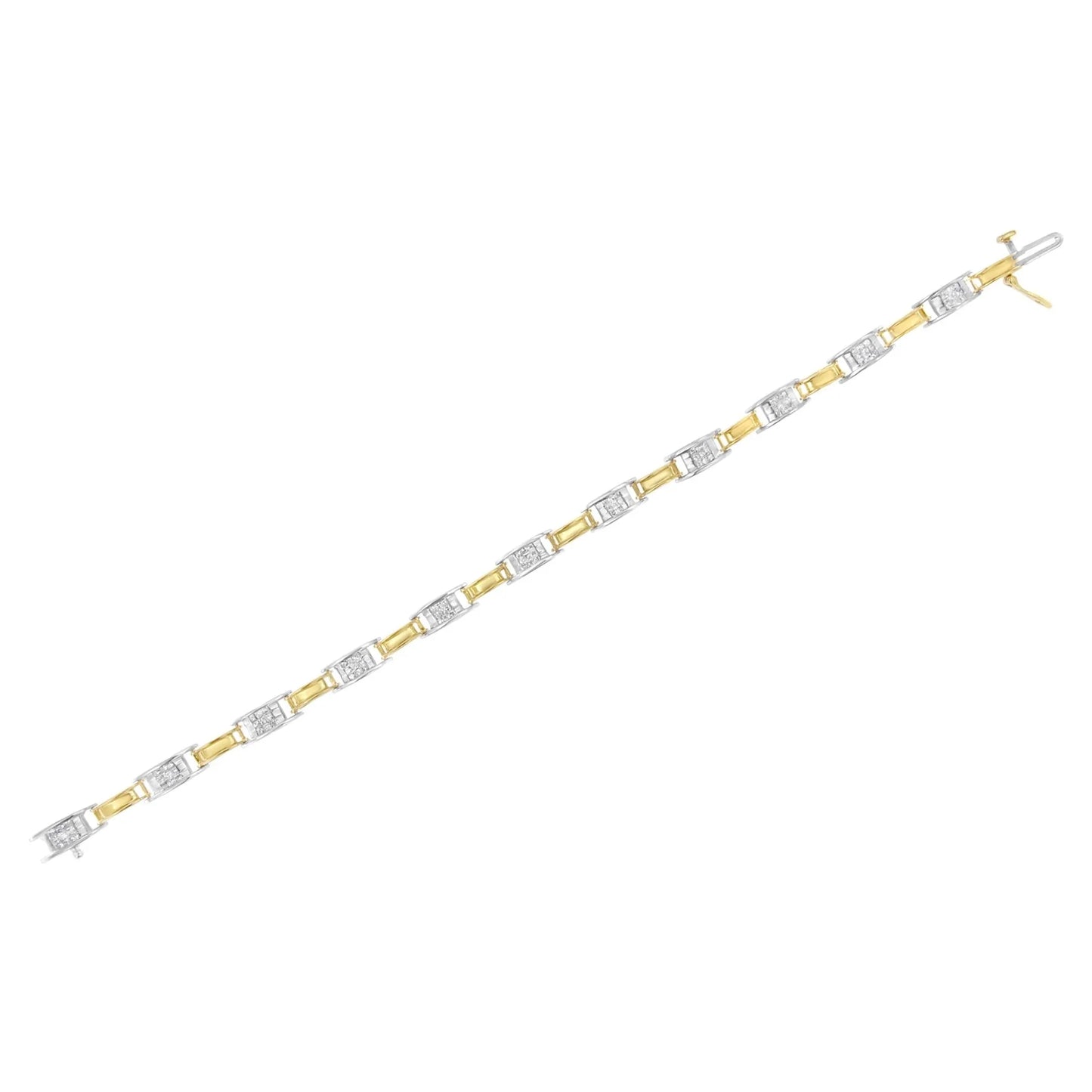 1 Carat Princess-Cut Diamond Chain Link Bracelet in 14K Two-Tone Gold
