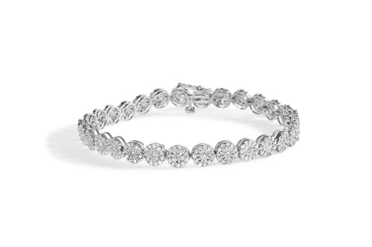 2 Carat Diamond Halo Link Tennis Bracelet in 14K White Gold