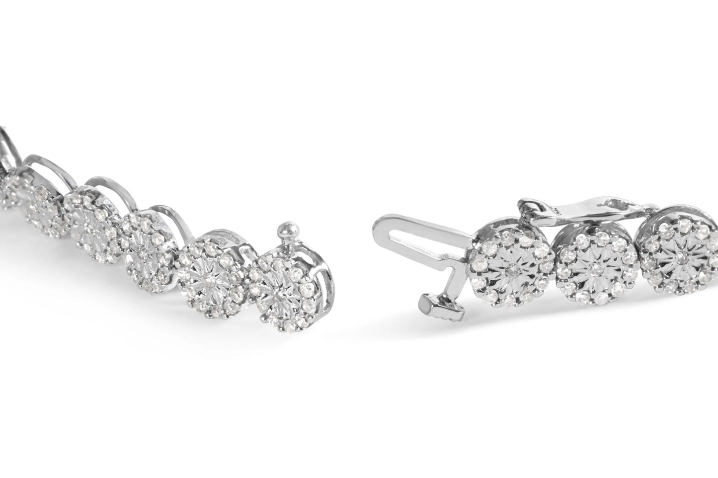 2 Carat Diamond Halo Link Tennis Bracelet in 14K White Gold