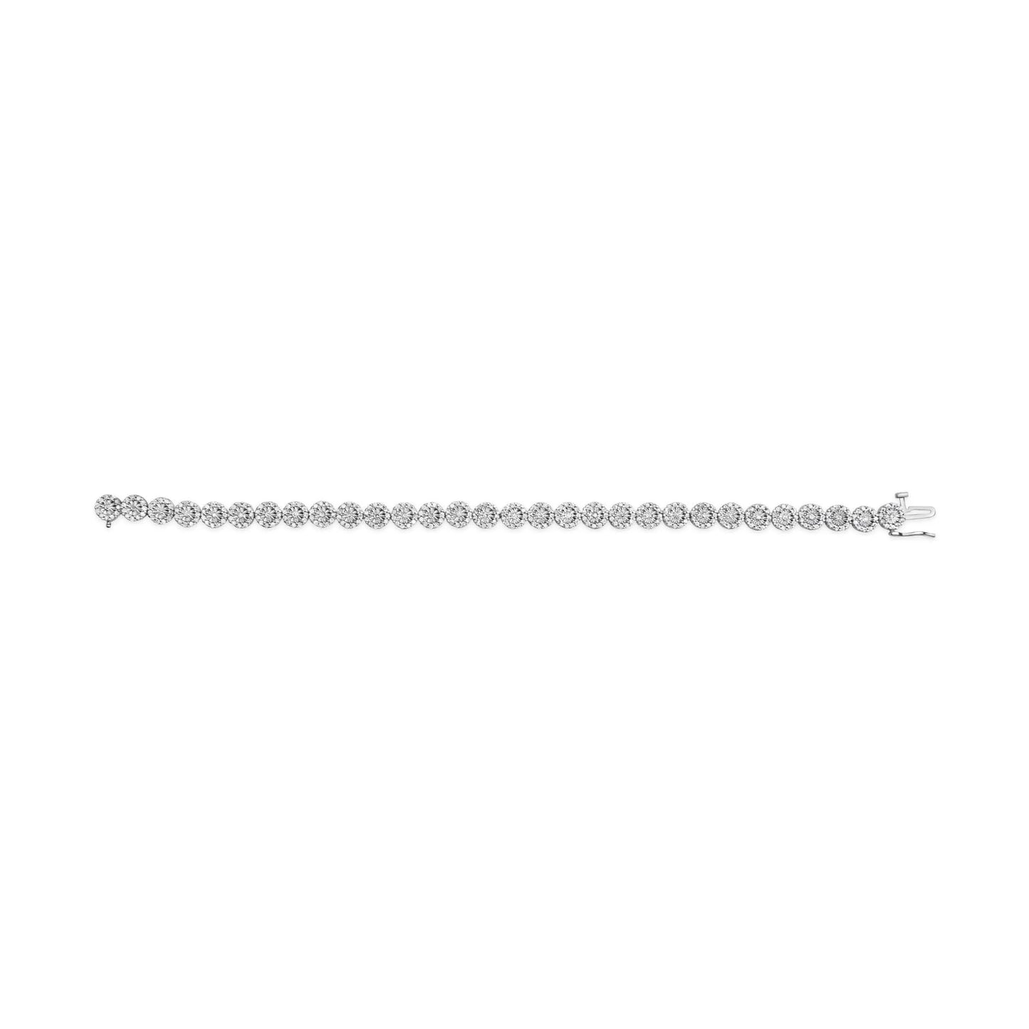 2 Carat Diamond Halo Link Tennis Bracelet in 14K White Gold