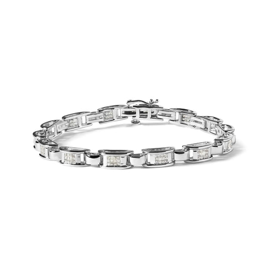 1 Carat Princess-Cut Diamond Link Bracelet in 14K White Gold