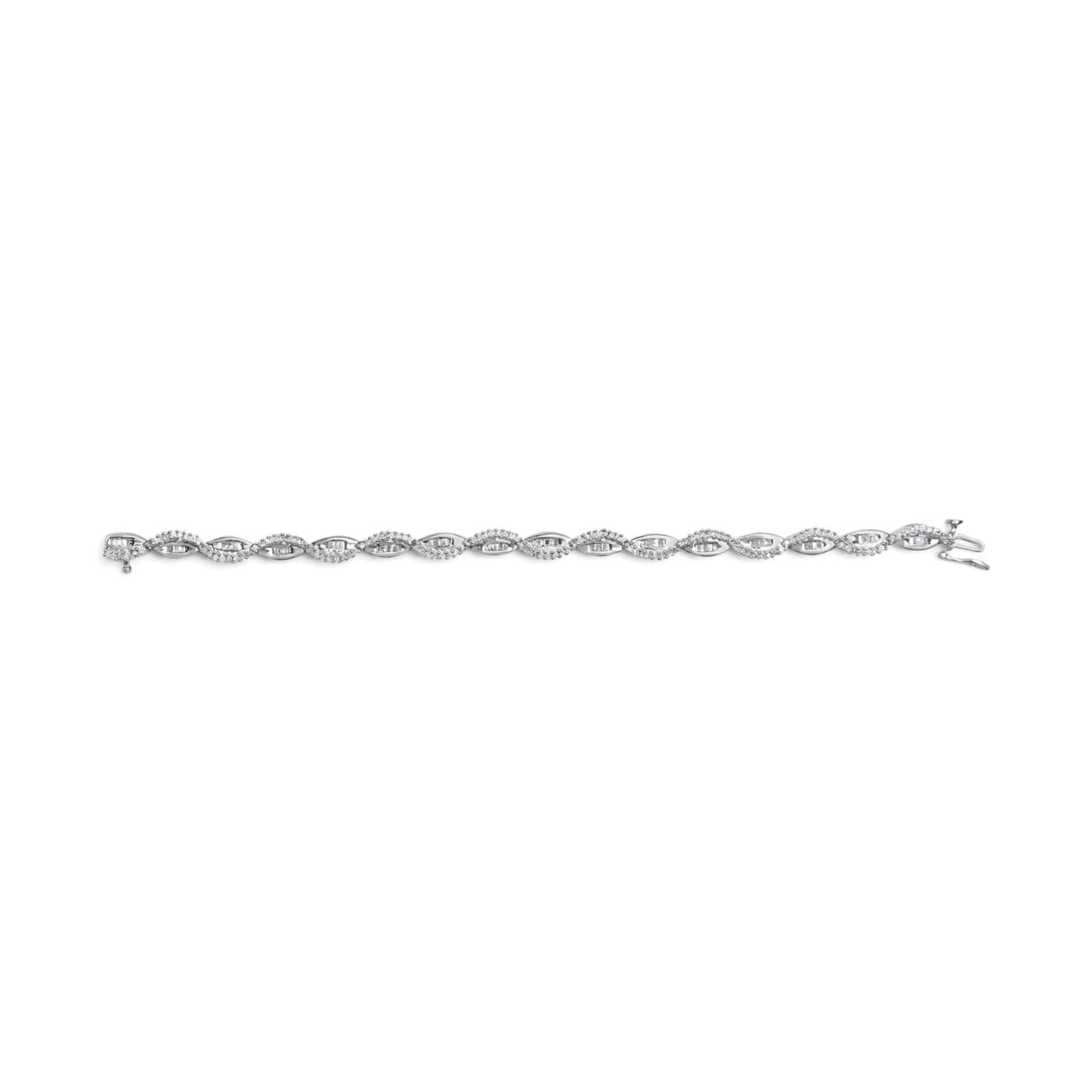 2 Carat Diamond Swirl and Pear Shape Link Bracelet in 14K White Gold