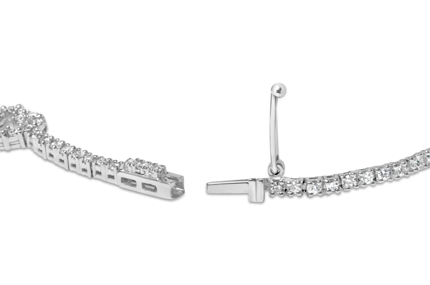 1 1/2 Carat Diamond Heart Station Strand Bracelet in 14K White Gold