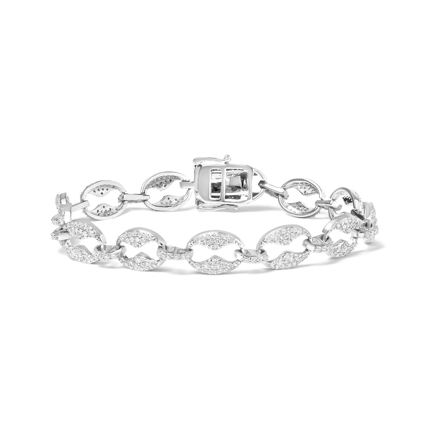 1 1/2 Carat Round Diamond Set Link Bracelet in 14K White Gold
