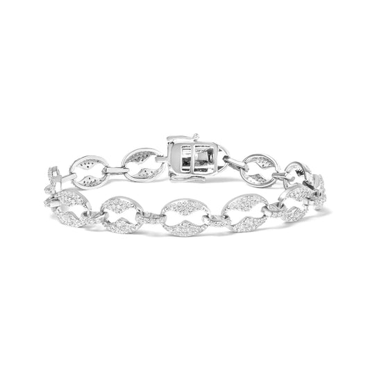 1 1/2 Carat Round Diamond Set Link Bracelet in 14K White Gold