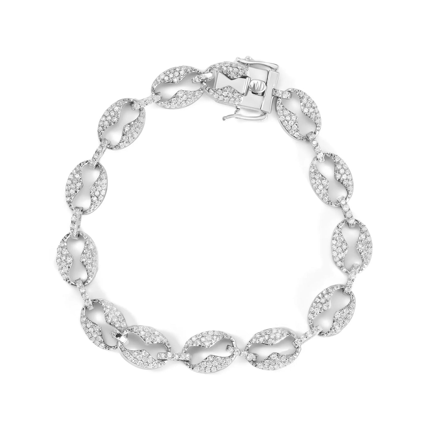 1 1/2 Carat Round Diamond Set Link Bracelet in 14K White Gold