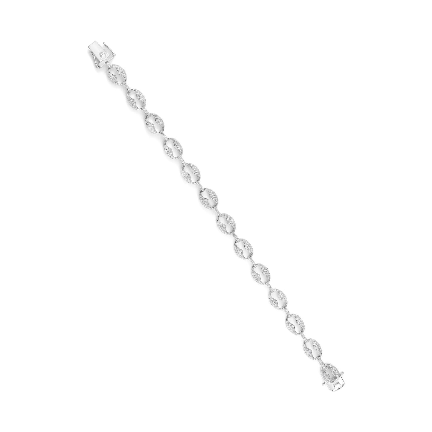 1 1/2 Carat Round Diamond Set Link Bracelet in 14K White Gold